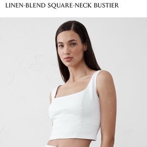 Banana Republic Factory White Linen-Blend Square-Neck Crop Top